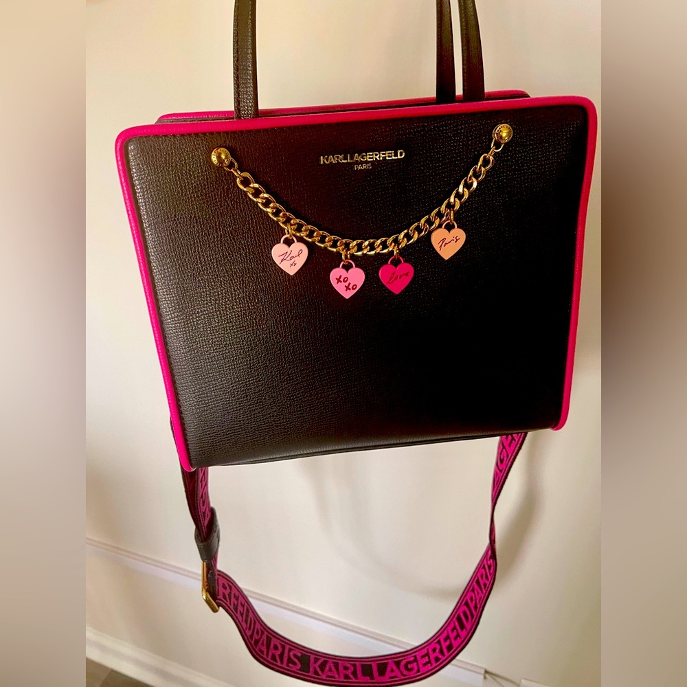 NWT Karl Lagerfeld Black and Pink Women's Bag